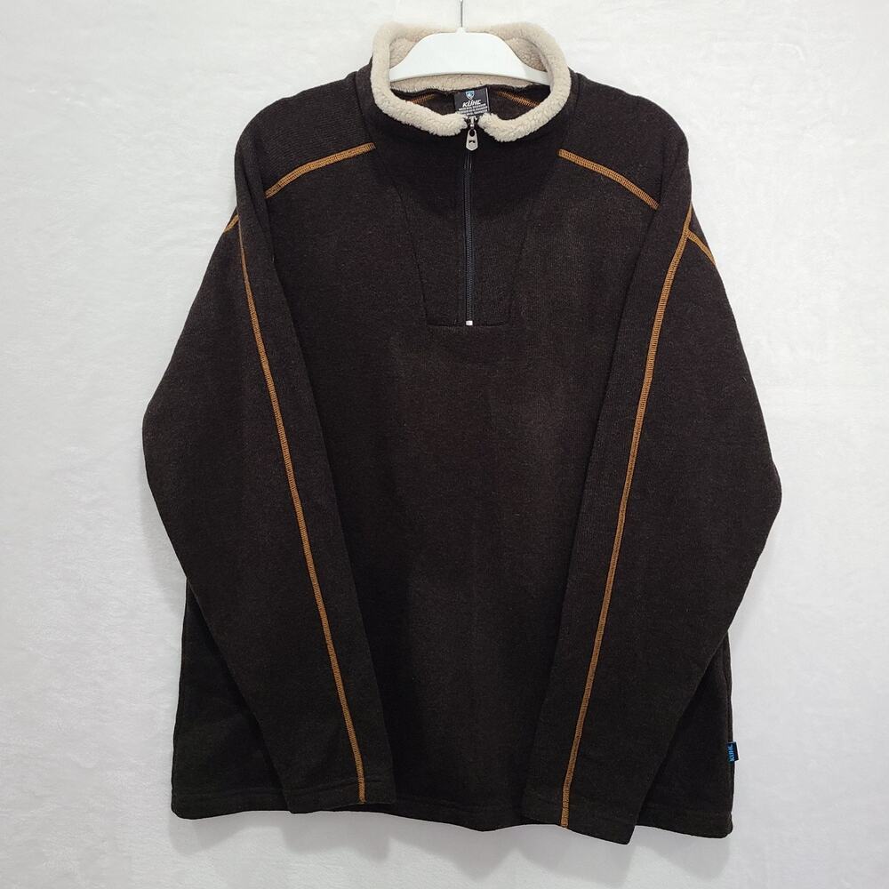 KUHL Europa 1/4 Zip Fleece Sweater Mens XXL Brown Alfpaca Pullover EUC - Picture 2 of 12